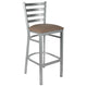 Chivari Ladder Back Bar Stool with Silver Frame and Taupe Vinyl Seat BLMSVTP-ZF-KT