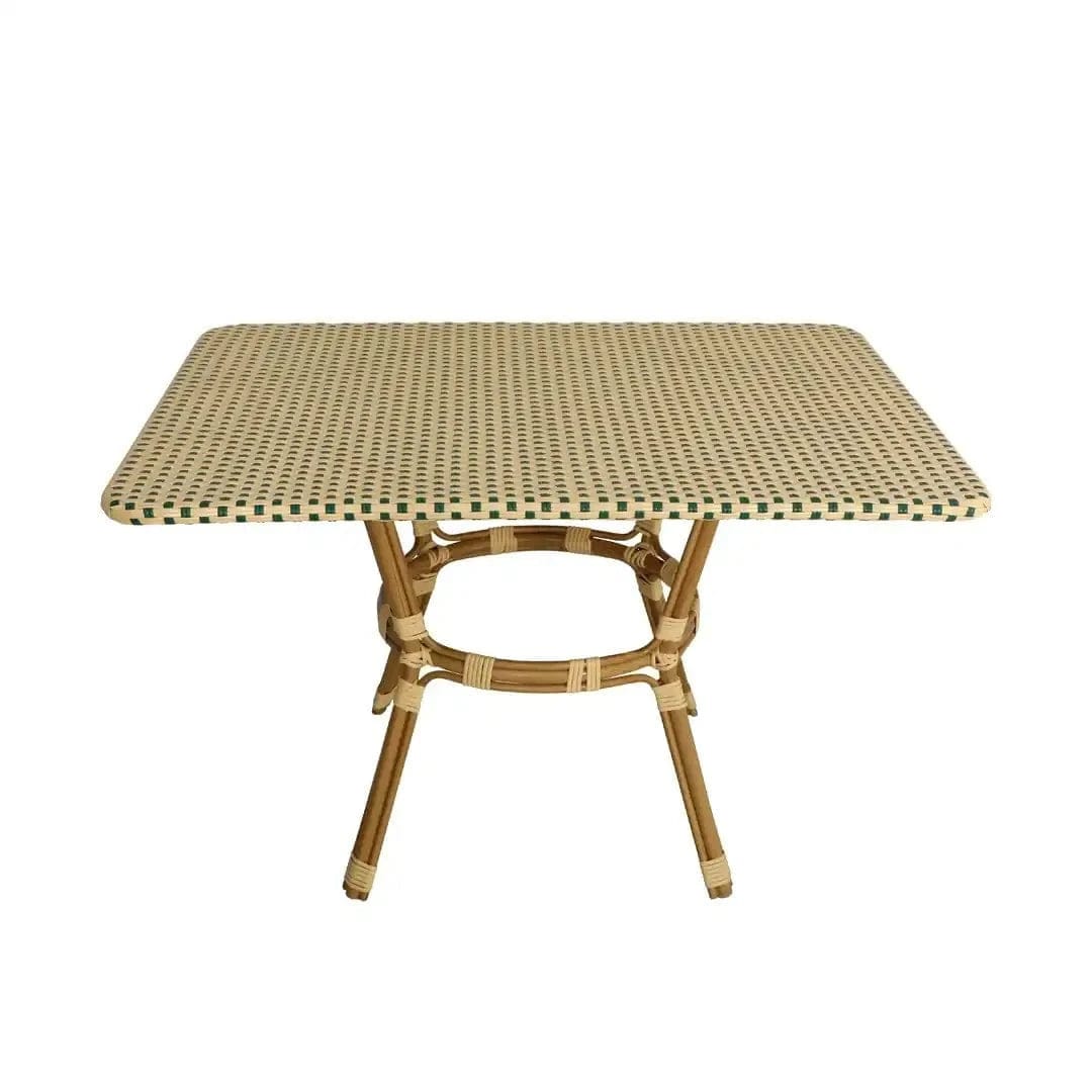 Toulouse 48" x 36" Glass Top Beige and Green French Bistro Table TBTP4836BG-KT-AX-T