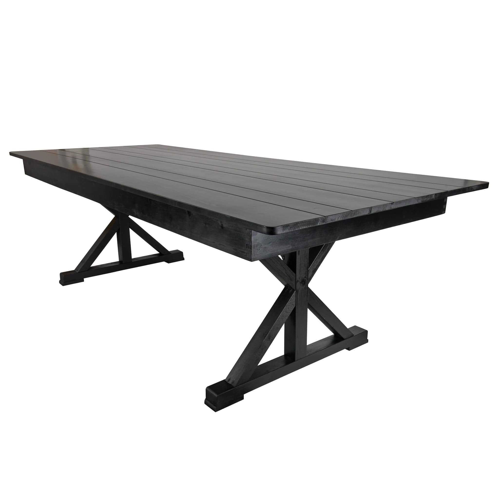 Chivari 96″ x 40″ (8 Foot) Black Rectangle X Leg Wood Farm Table TFARMRT9640-BLACK-X-LEG-AX-T
