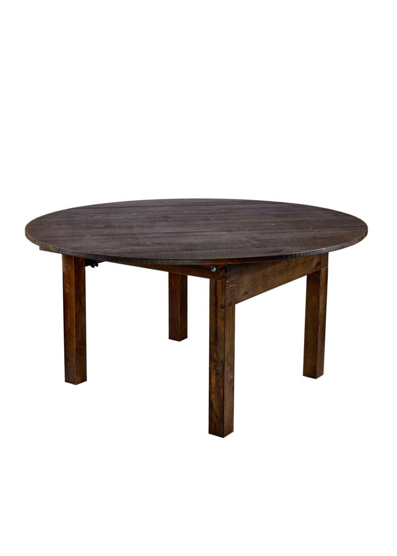 Chivari 60" (5 Foot) Fruitwood Round Farm Table TFARMRD60-FRTWD-S-LEG-AX-T