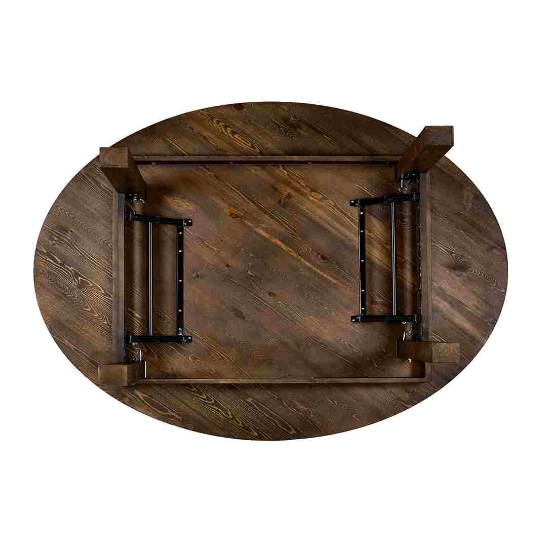 Chivari 60" (5 Foot) Fruitwood Round Farm Table TFARMRD60-FRTWD-S-LEG-AX-T