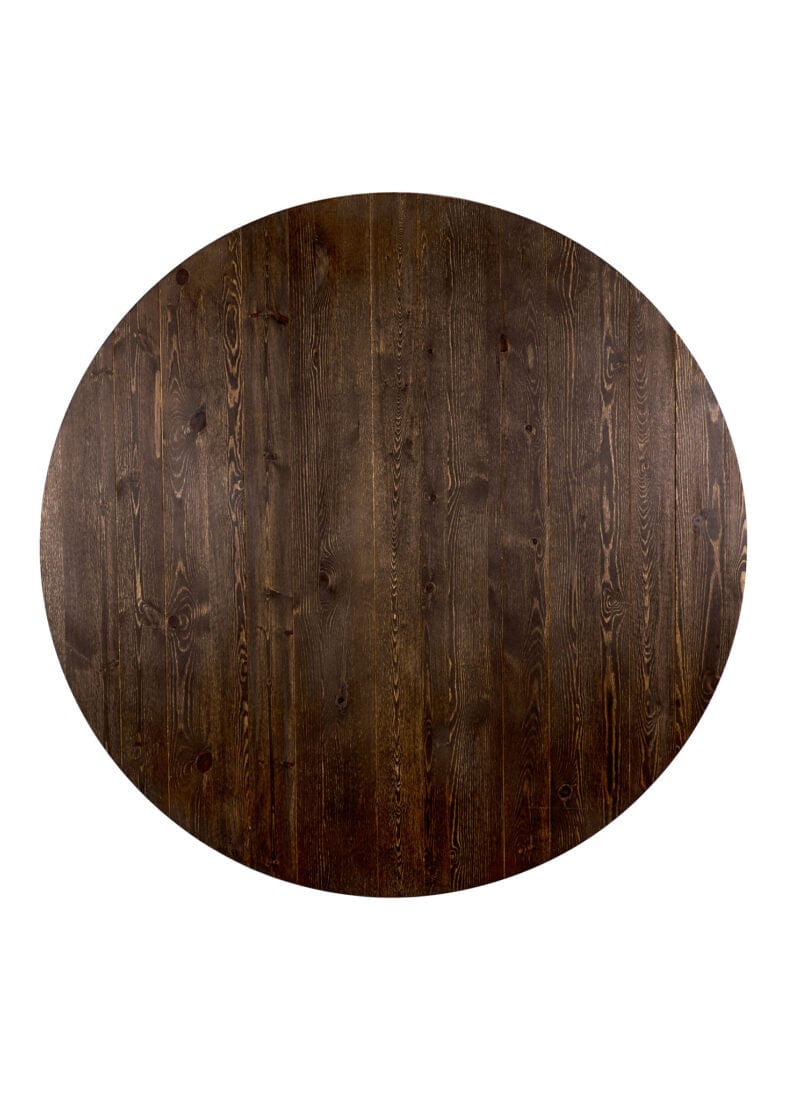 Chivari 60" (5 Foot) Fruitwood Round Farm Table TFARMRD60-FRTWD-S-LEG-AX-T