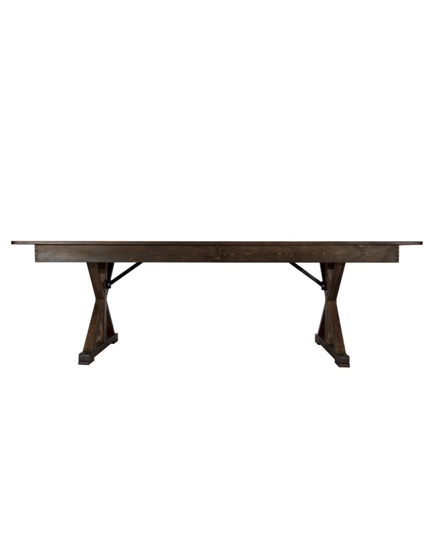 Chivari 96" x 40" (8 Foot) Fruitwood Rectangle X Leg Wood Farm Table TFARMRT9640-FRUITWOOD-X-LEG-AX-T