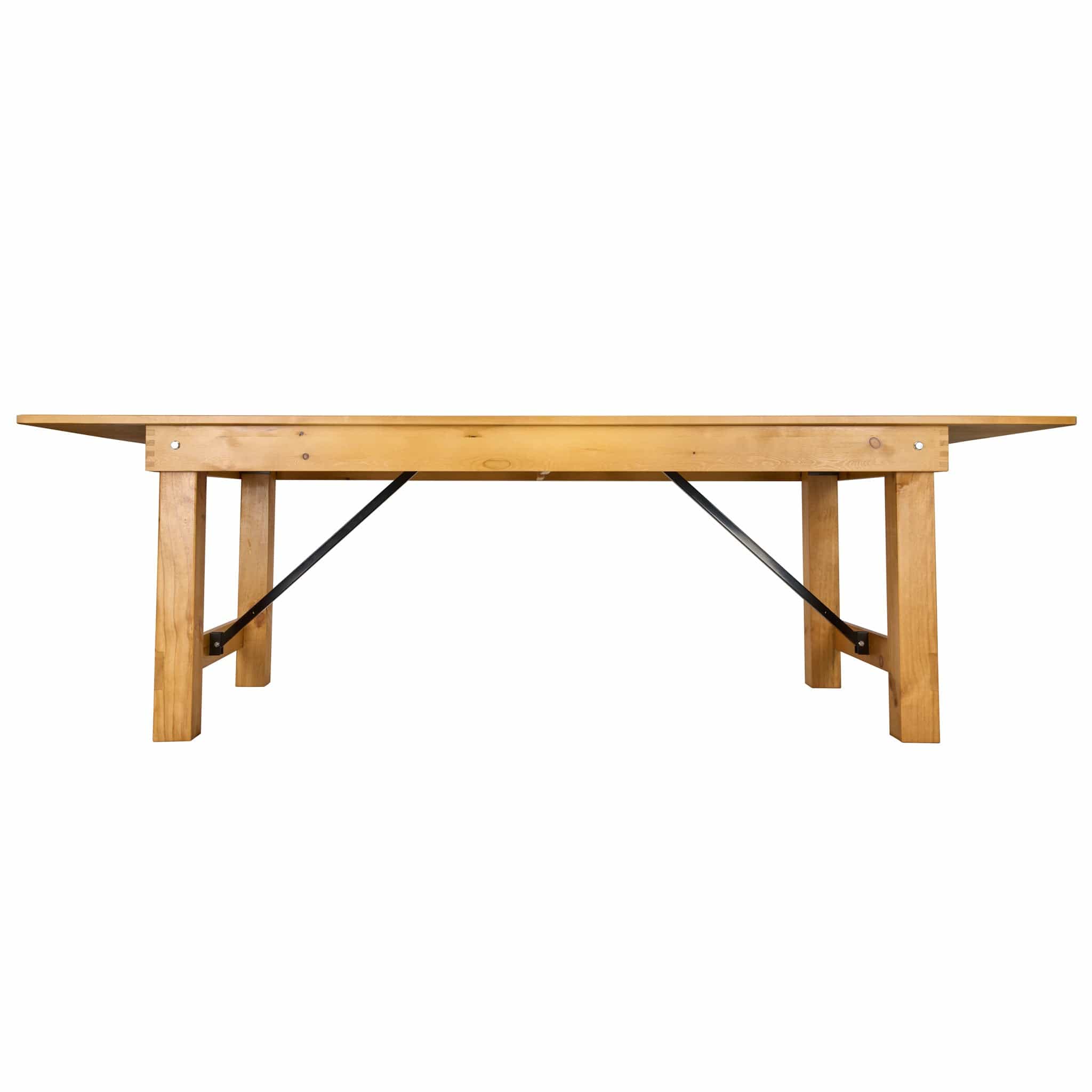Chivari 96" x 40" (8 Foot) Natural Rectangle Straight Leg Wood Farm Table TFARMRT9640-NATURAL-S-LEG-AX-T