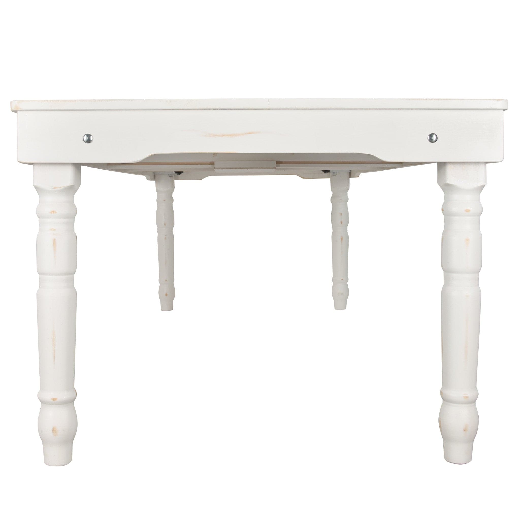 Chivari 96" x 40" (8 Foot) White Distressed Rectangle Thin Fluted Leg Wood Farm Table TFARMRT9640-WHITEDIS-T-LEG-AX-T