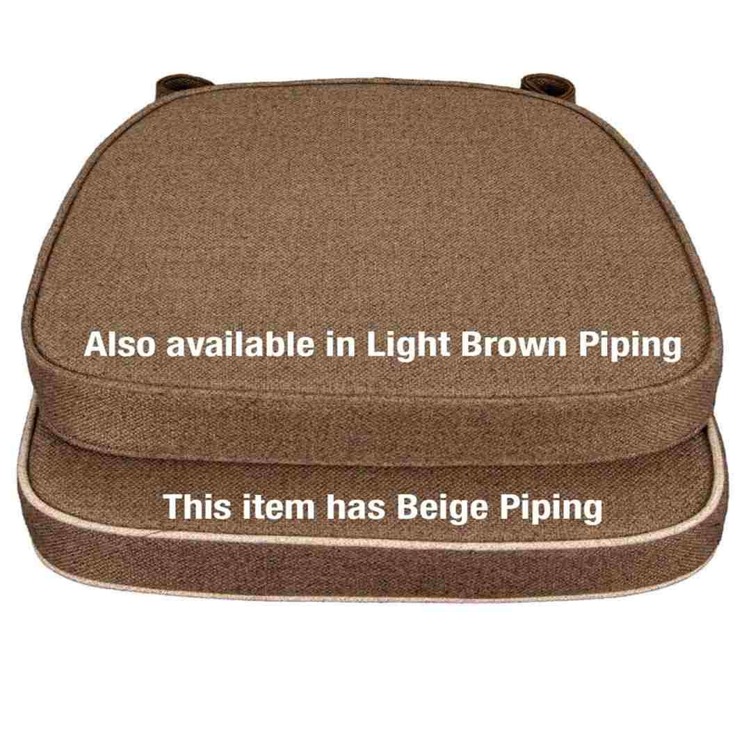 Chivari Light Brown with Beige Piping 2.5" Thick Chair Cushion - World's Best Cushions CUSHBST-TPBR-AX-T