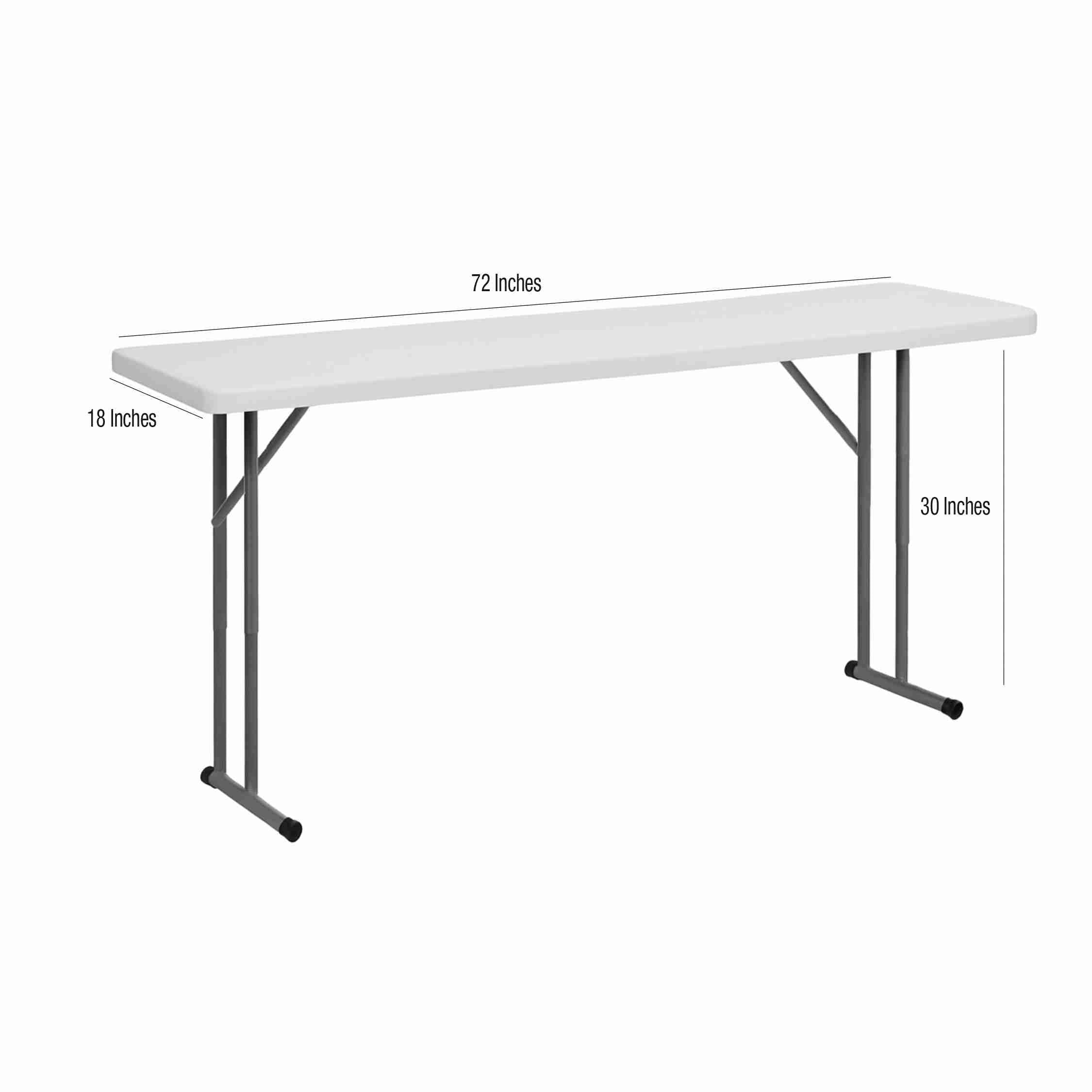 Chivari 72" x 18" (6 Foot) Rectangle Heavy Duty Plastic Folding Table TPLSRT7218-AX-T