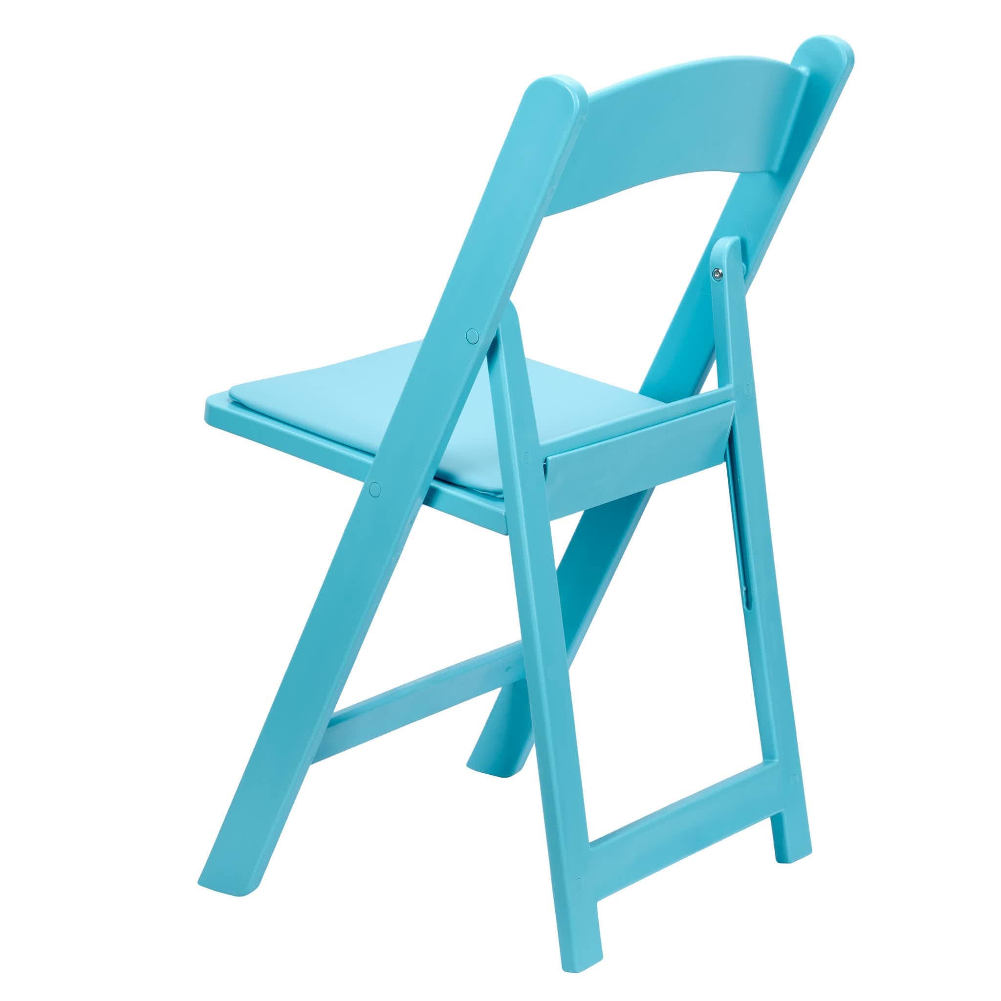 Chivari Turquoise Blue with Matching Seat Resin Steel Skeleton Folding Chair CFRTB-ST-A