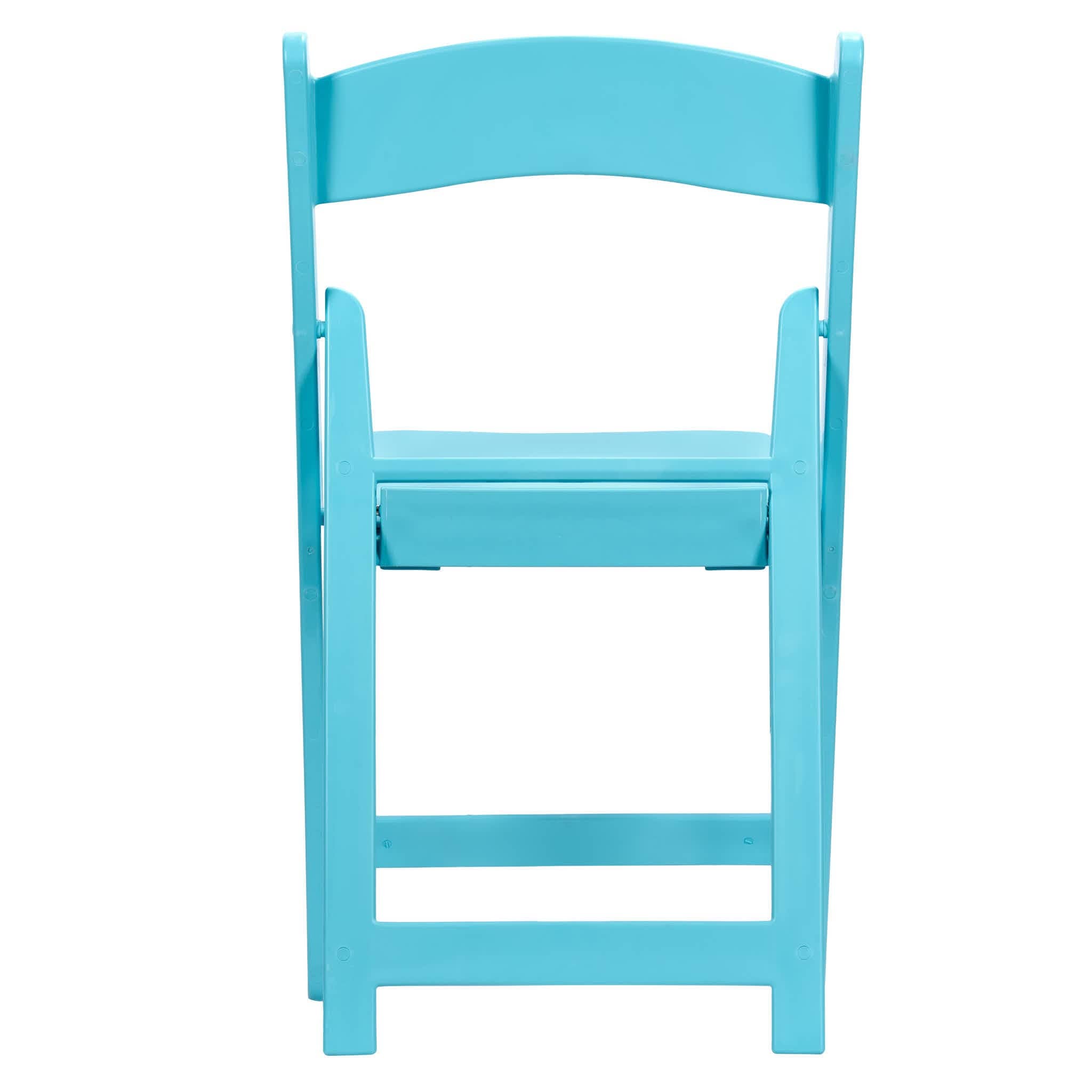 Chivari Turquoise Blue with Matching Seat Resin Steel Skeleton Folding Chair CFRTB-ST-A