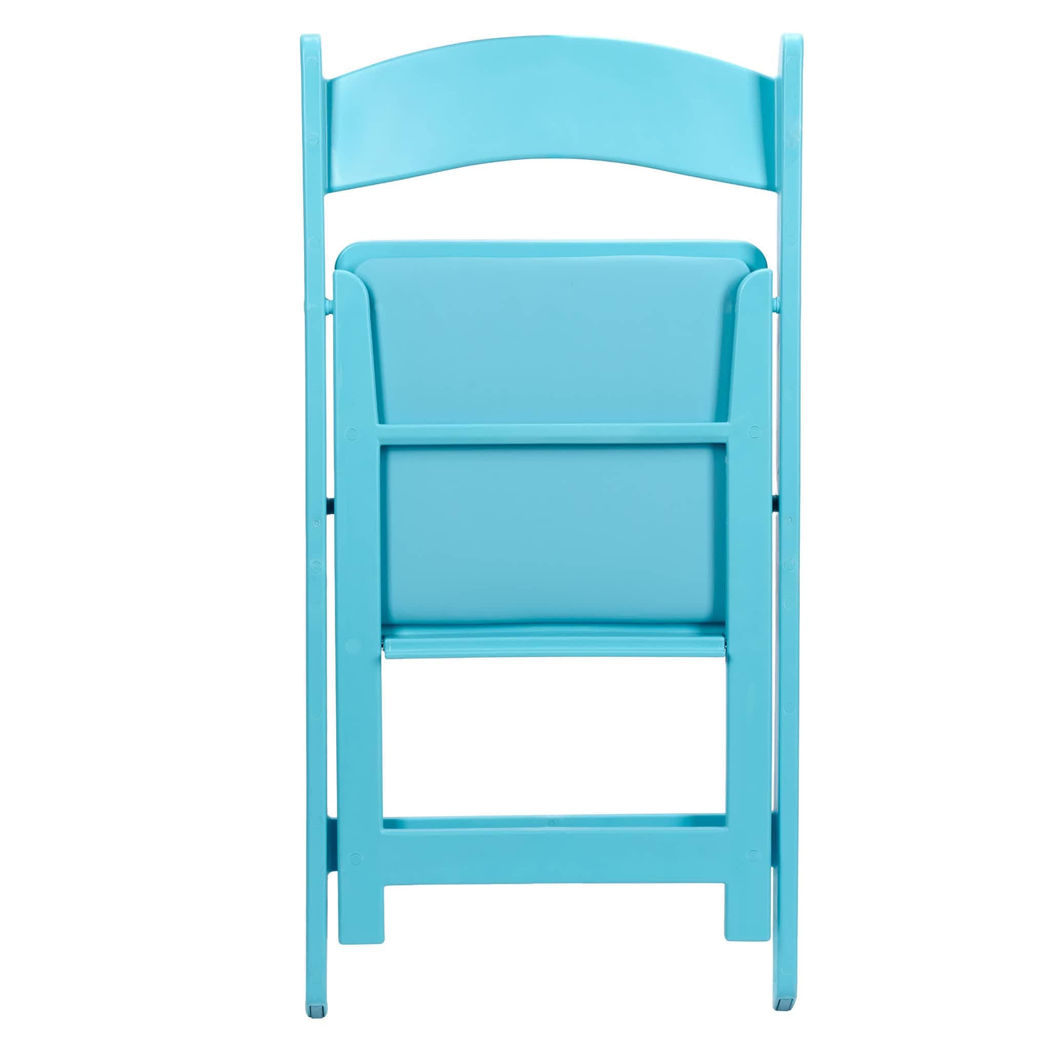 Chivari Turquoise Blue with Matching Seat Resin Steel Skeleton Folding Chair CFRTB-ST-A
