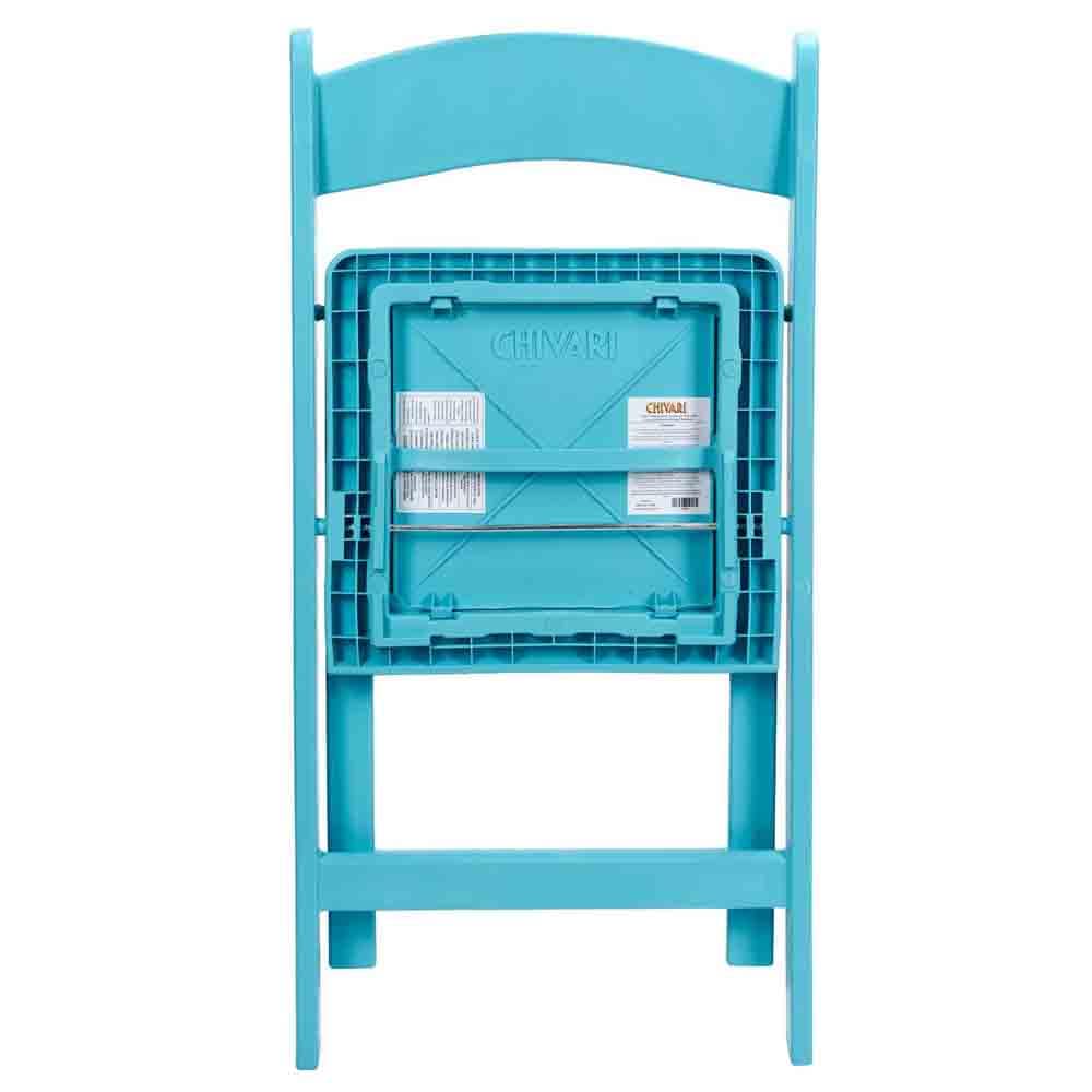 Chivari Turquoise Blue with Matching Seat Resin Steel Skeleton Folding Chair CFRTB-ST-A