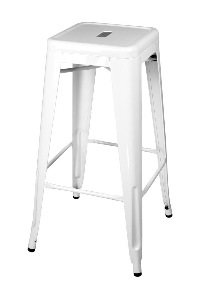 Chivari White Hi Gloss Tolix Style Metal Stool BTMW-AX-T