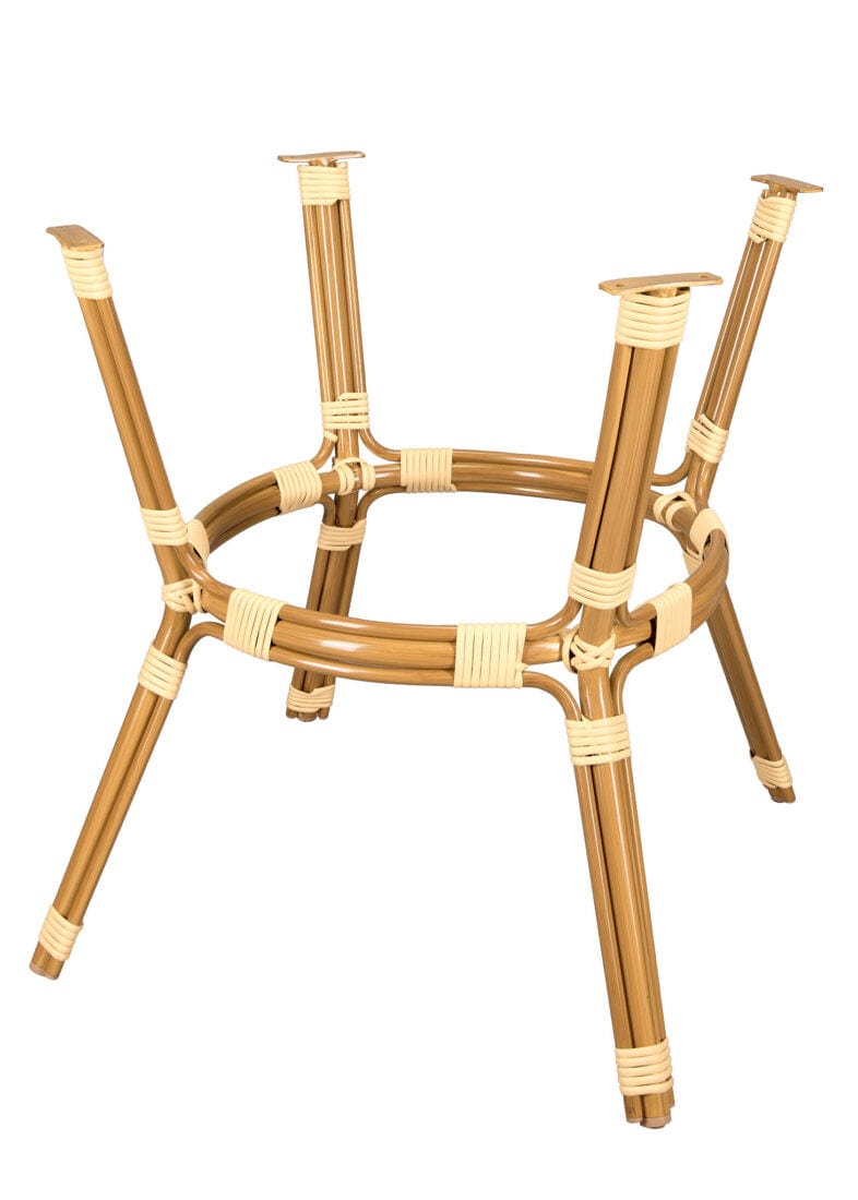 Toulouse 40" Round Glass Top White and Beige Rattan French Bistro Table TBTPWB-KT-AX-T