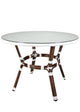 Toulouse 40" Round Glass Top White Rattan French Bistro Table TBTPWWD-KT-AX-T