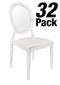 Chivari 32 Chair Pack White Resin Louis Pop Chair Clear Back and White Vinyl Seat CLPRWWC-ZG-T-32