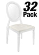 Chivari 32 Chair Pack White Resin Louis Pop Chair Clear Back and White Vinyl Seat CLPRWWC-ZG-T-32