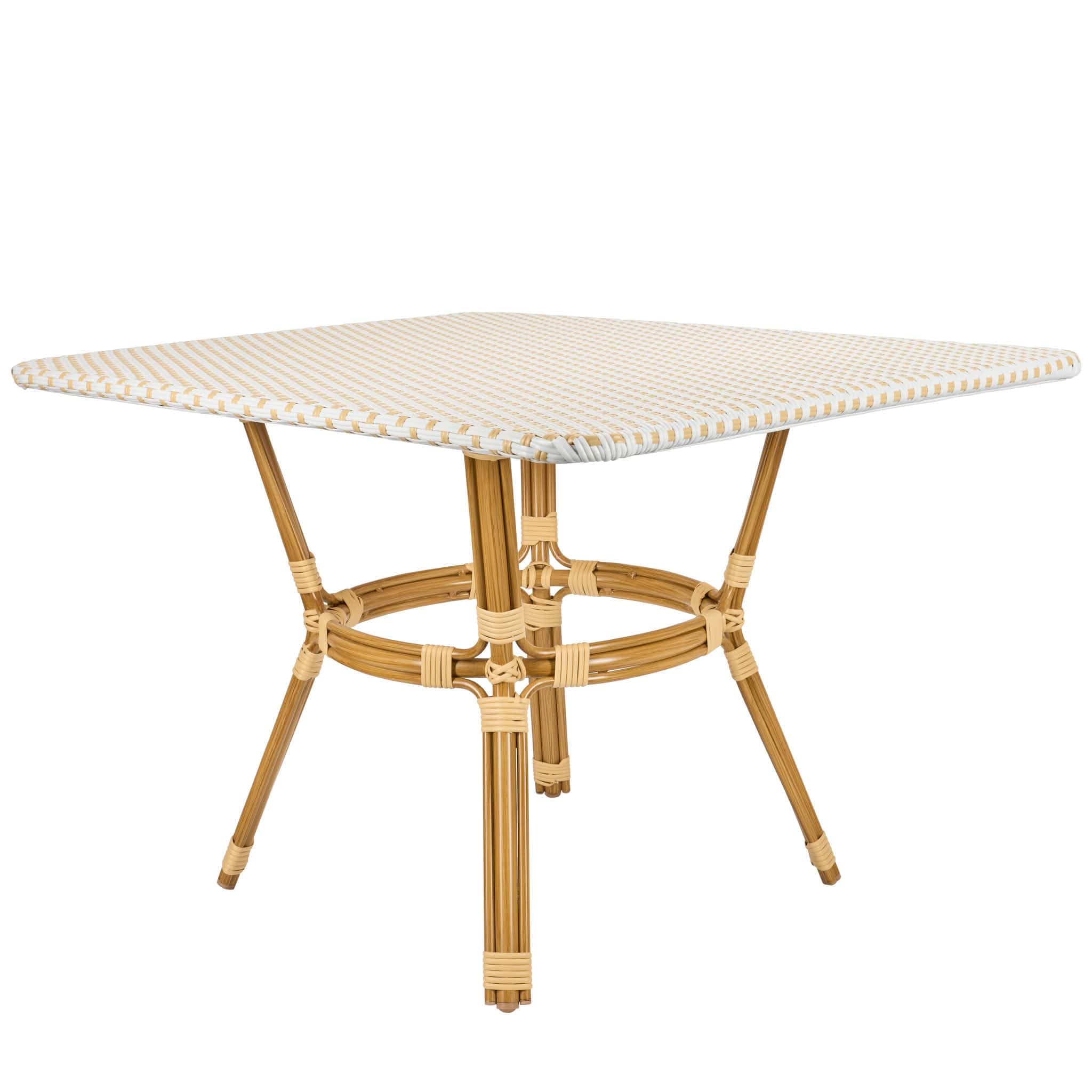 Toulouse 48" x 36" Glass Top White and Beige French Bistro Table TBTP4836WB-KT-AX-T