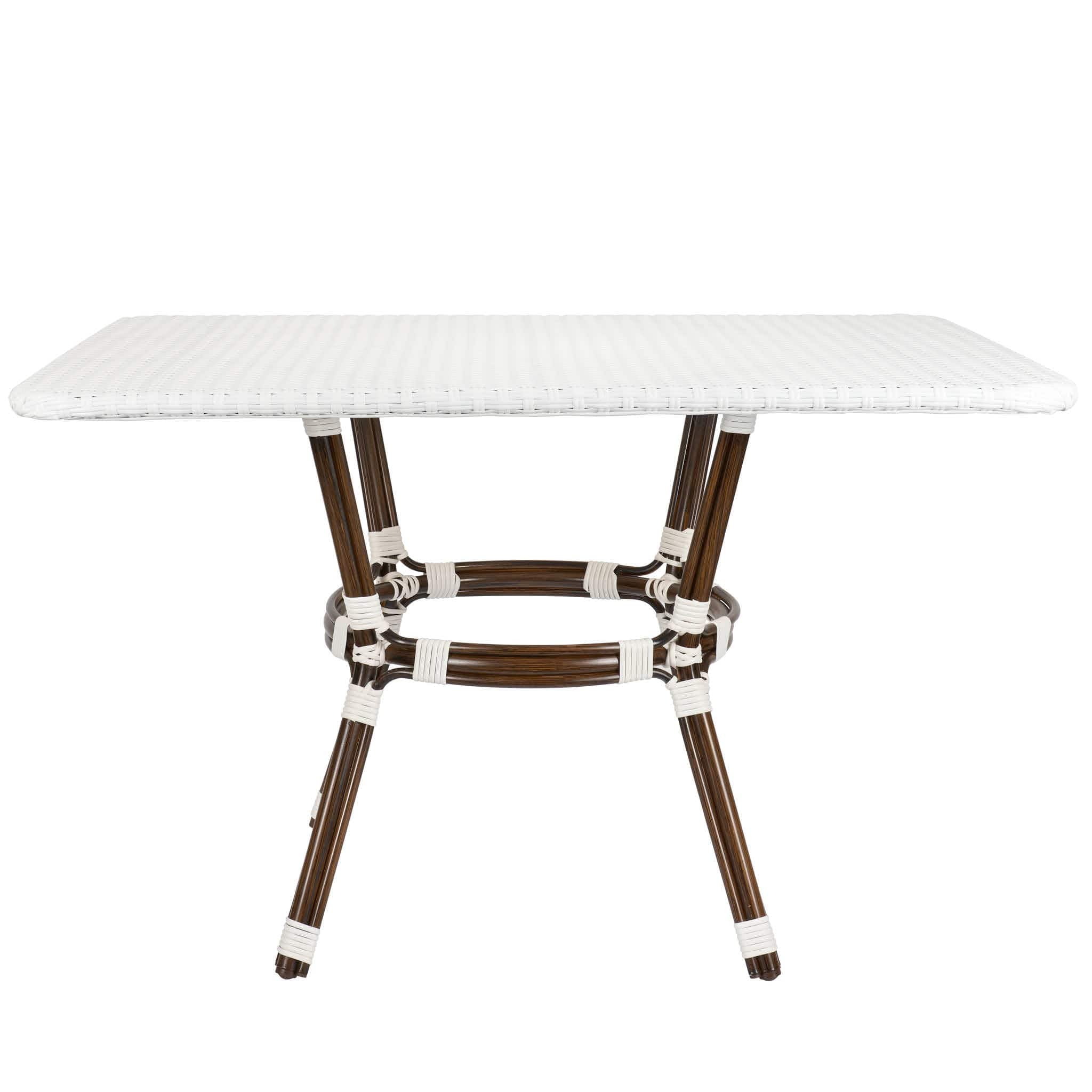 Toulouse 48" x 36" Glass Top White French Bistro Table TBTP4836WWD-KT-AX-T