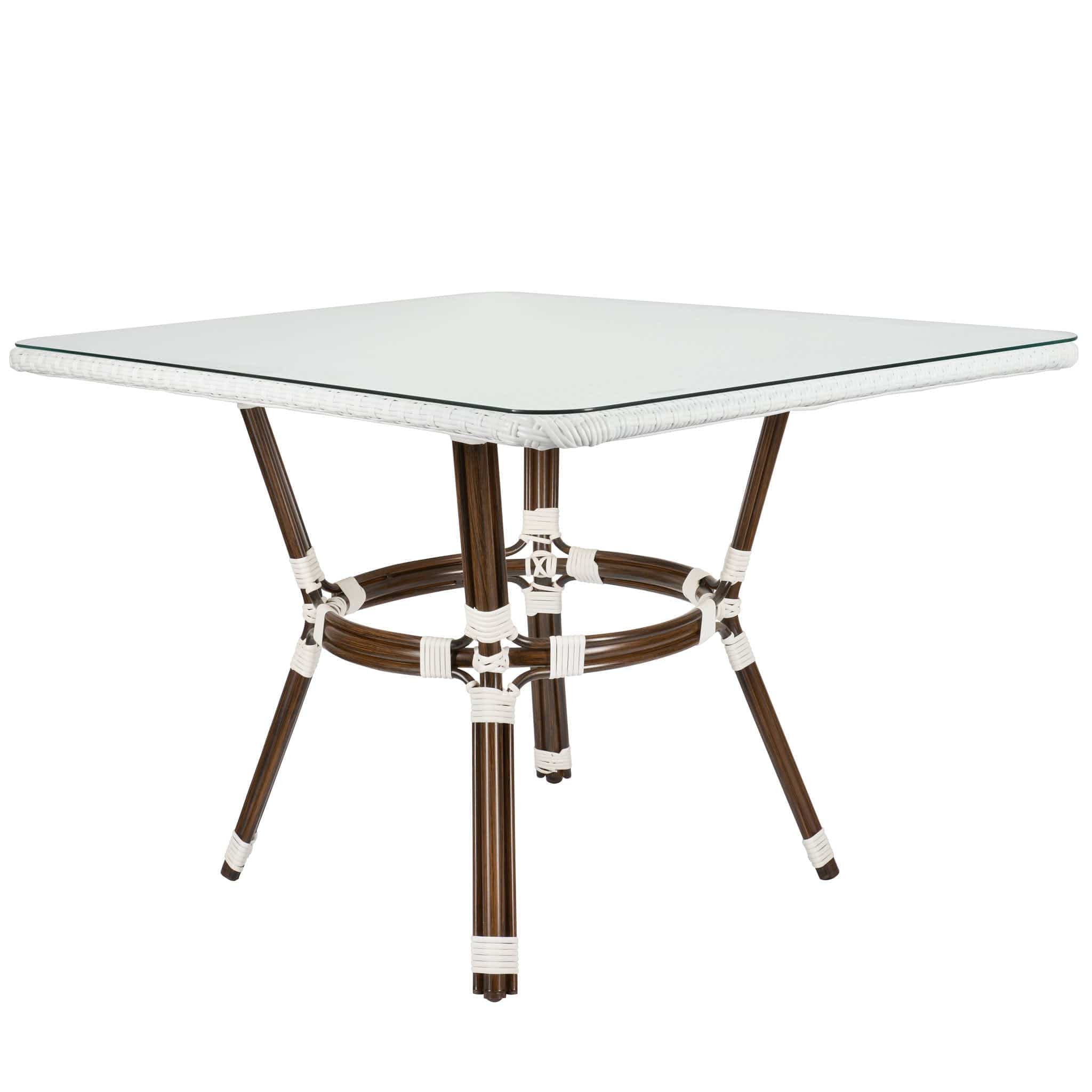Toulouse 48" x 36" Glass Top White French Bistro Table TBTP4836WWD-KT-AX-T