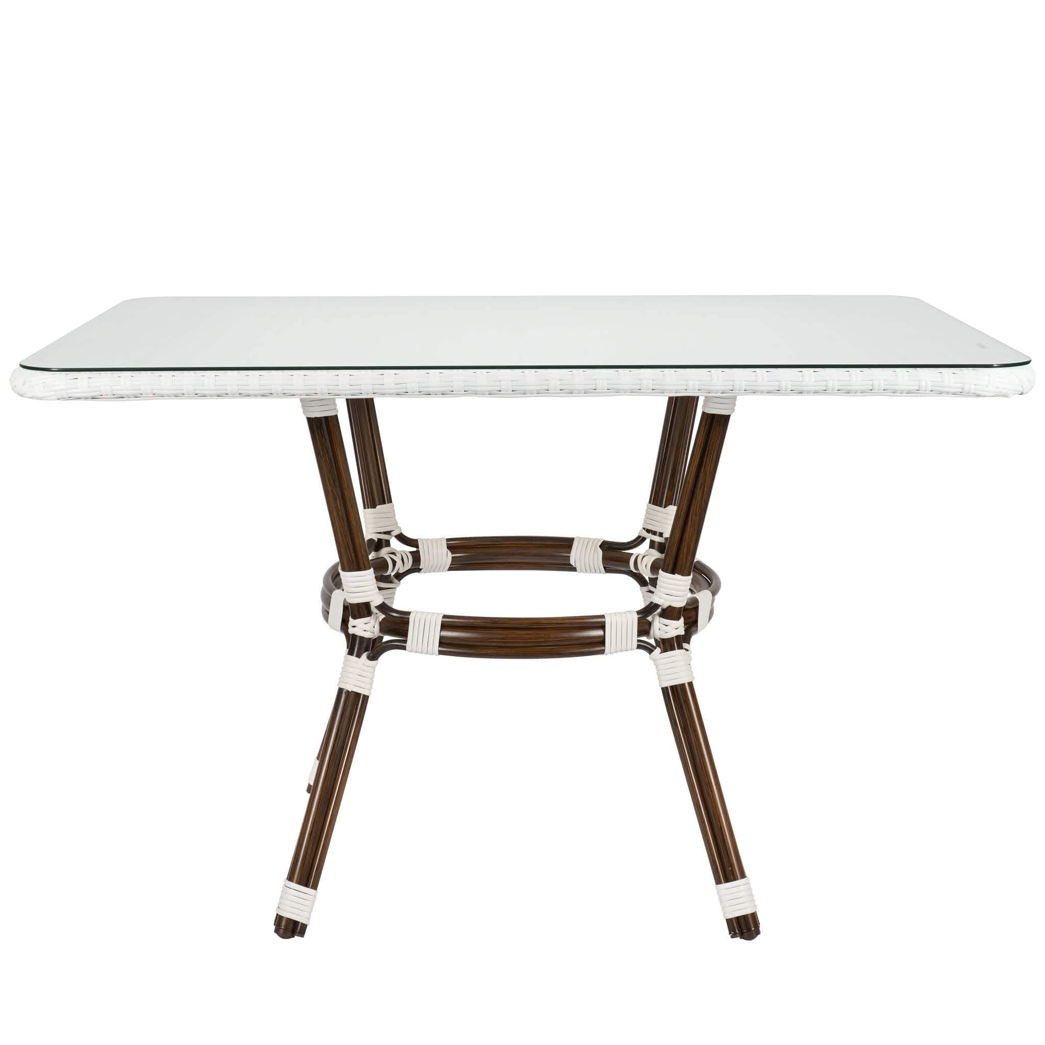 Toulouse 48" x 36" Glass Top White French Bistro Table TBTP4836WWD-KT-AX-T