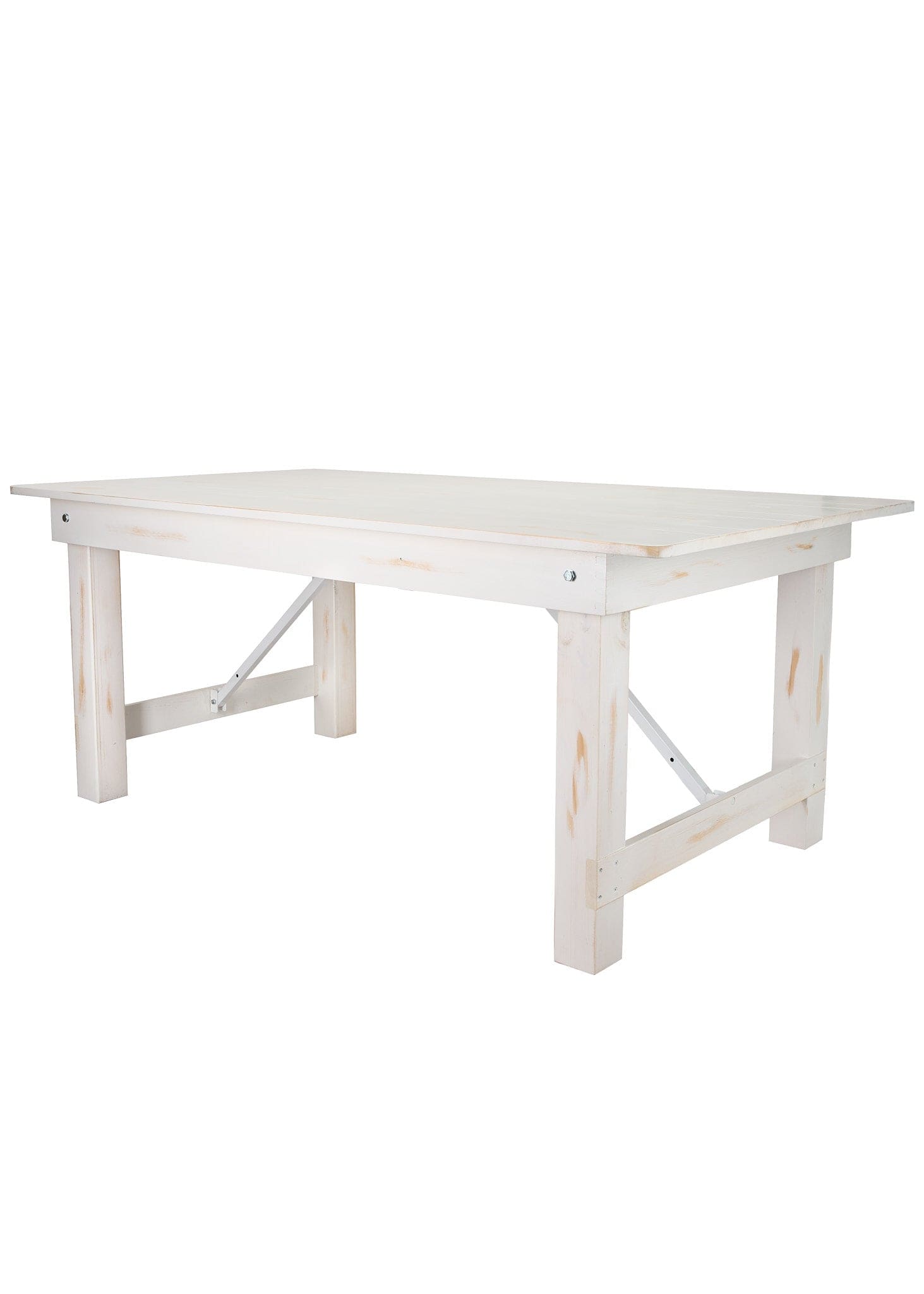 Chivari 72″ x 40″ (6 Foot ) White Distressed Rectangle Straight Leg Wood Farm Table TFARMRT7240-WHITEDIS-S-LEG-AX-T