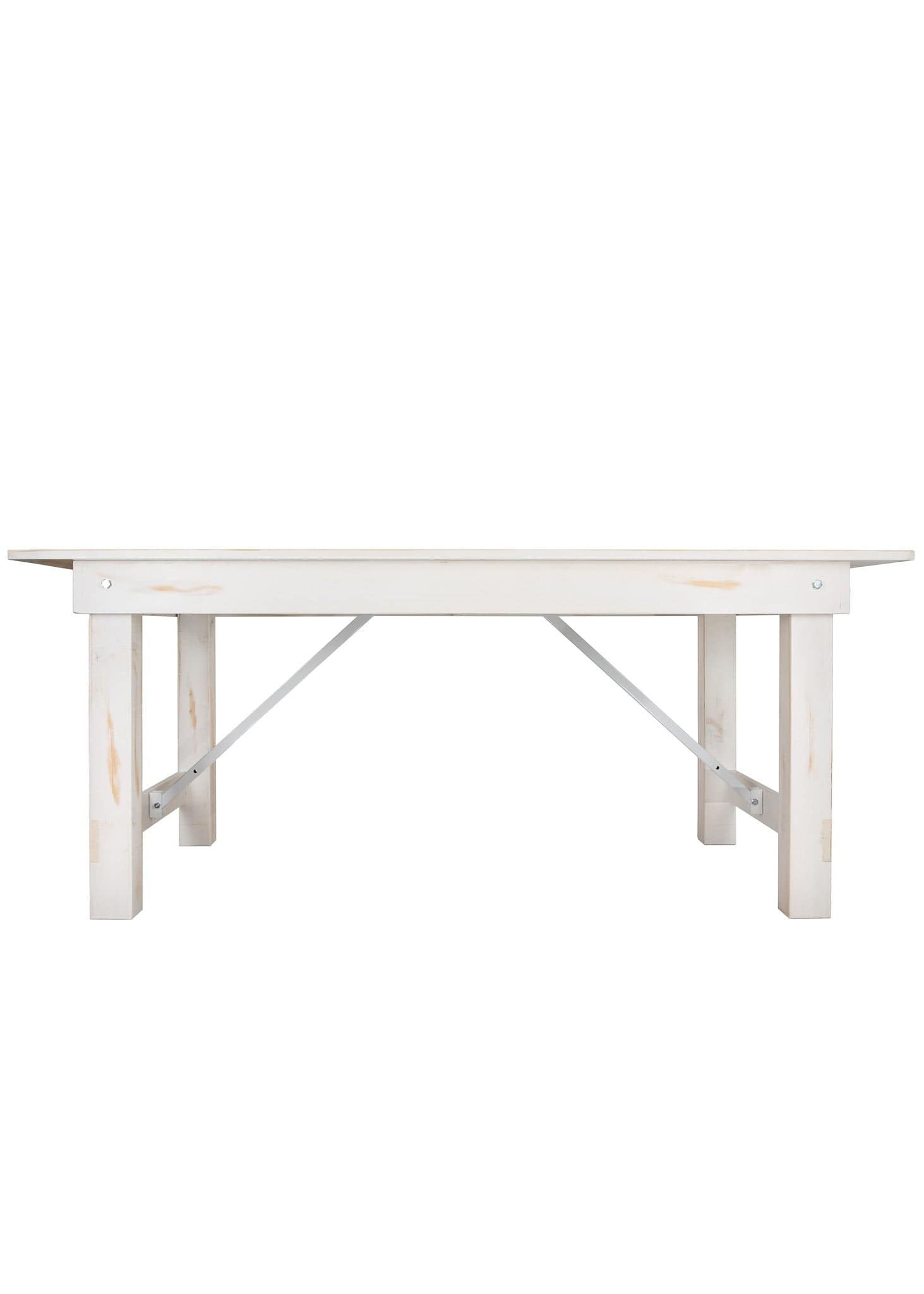 Chivari 72″ x 40″ (6 Foot ) White Distressed Rectangle Straight Leg Wood Farm Table TFARMRT7240-WHITEDIS-S-LEG-AX-T