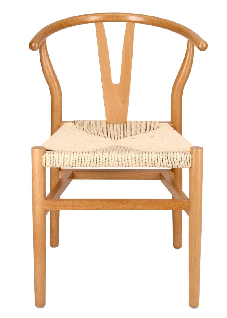 Chivari Natural Wood Wishbone Wood Chair with Natural Rope Seat CWHWNN-ZG-T