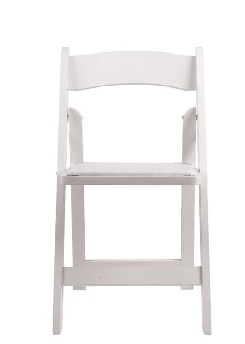 Chivari White ToughWood™ Folding Chair with White Cushion CFWW-WHI-AX-T
