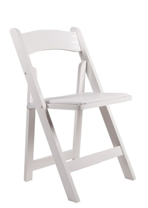 Chivari White ToughWood™ Folding Chair with White Cushion CFWW-WHI-AX-T