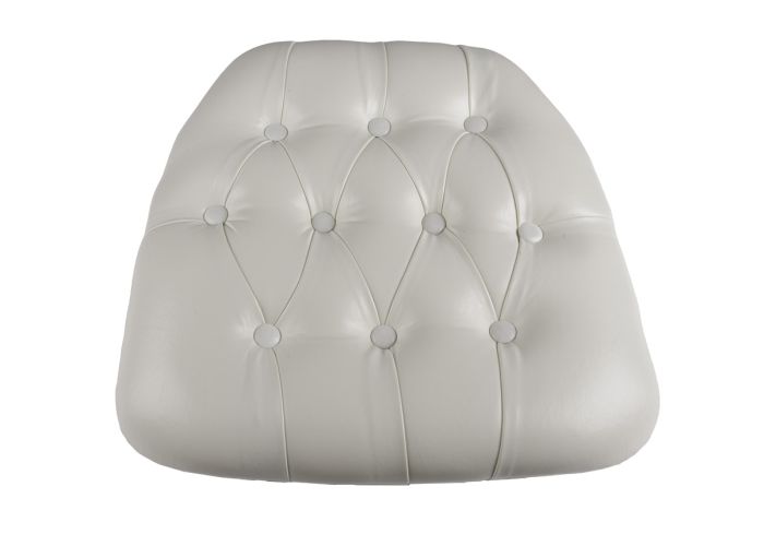 White Vinyl Wood Base Tufted Chiavari Chair Cushion The