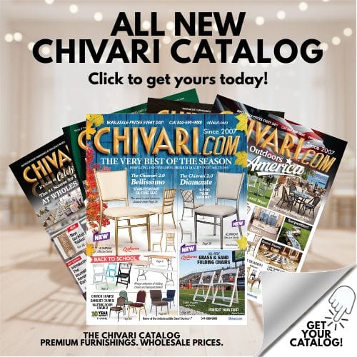 New from Chivari: Chiavari Resin Folding Chairs, Grass and Sand Seating, Chiavari 2.0, and Portable Stages
