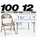 Chivari 100 Brown Metal Folding Chairs + 12 Plastic Round Table Kit CFMBR-100-12RD-KT