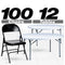 Chivari 100 Black Metal Folding Chairs + 12 Plastic Round Table Kit CFMBL-100-12RD-KT