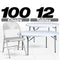 Chivari 100 White Metal Folding Chairs + 12 Plastic Round Table Kit CFMW-100-12RD-KT