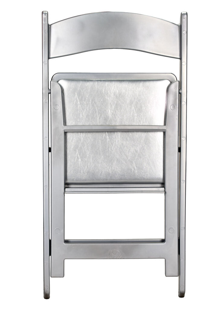 Silver with Silver Vinyl Cushion Resin Steel Skeleton™ Folding Chair