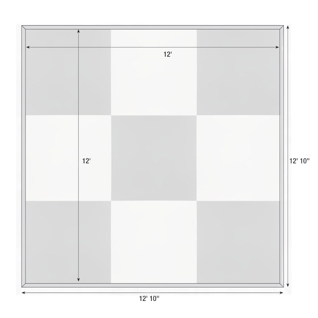 Chivari 12' x 12' Black & White Portable Dance Floor with Silver Edge Trim DF-12X12-BLKWHTS-KT