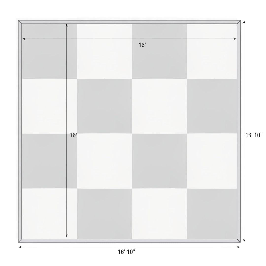 16' x 16' Black & White Portable Dance Floor with Silver Edge Trim