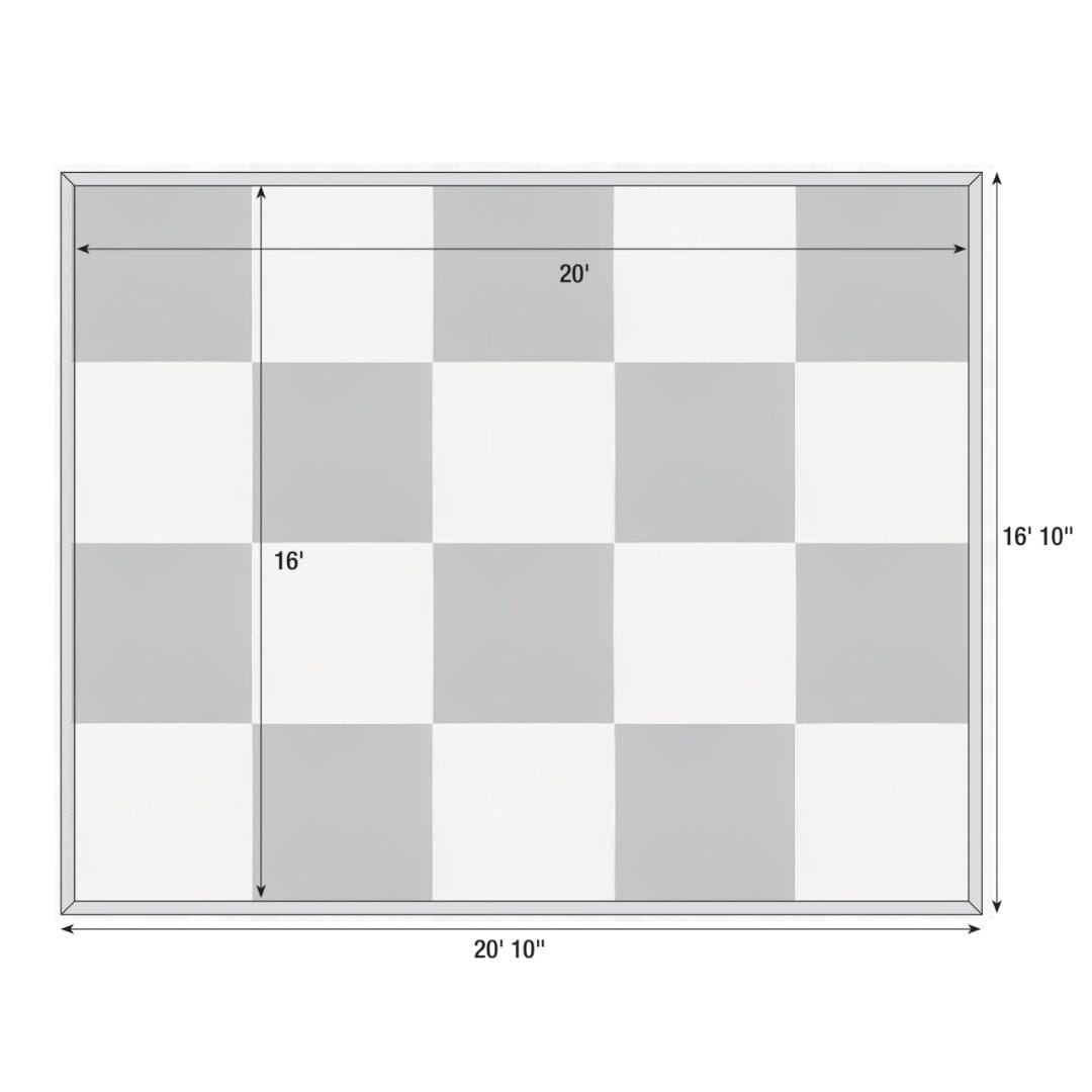 Chivari 16' x 20' Black & White Portable Dance Floor with Gold Edge Trim DF-16X20-BLKWHTG-KT