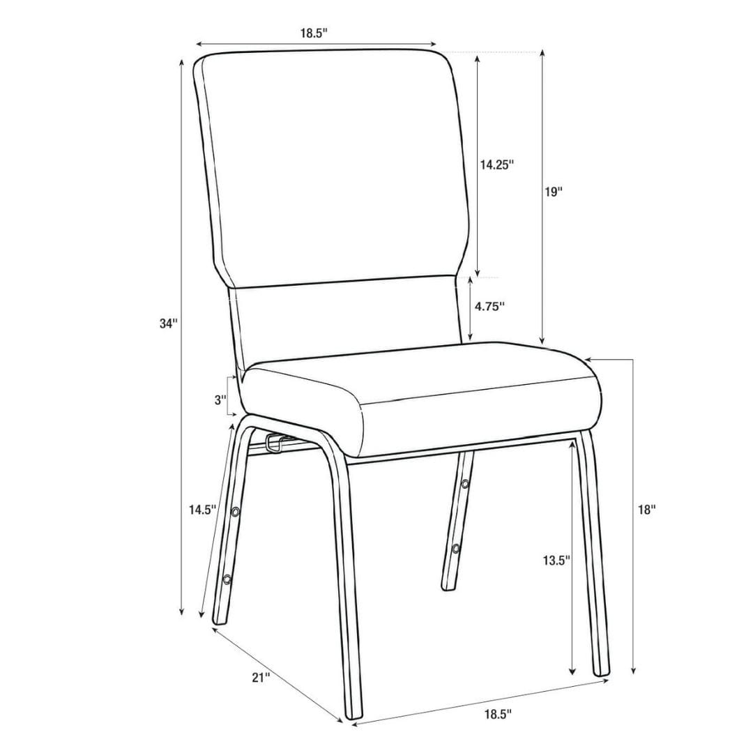 Chivari Gray Fabric Church Chair with Cut-Away Back 18.5" Wide Silver Vein Steel Frame CH18GRSV-ZF-T
