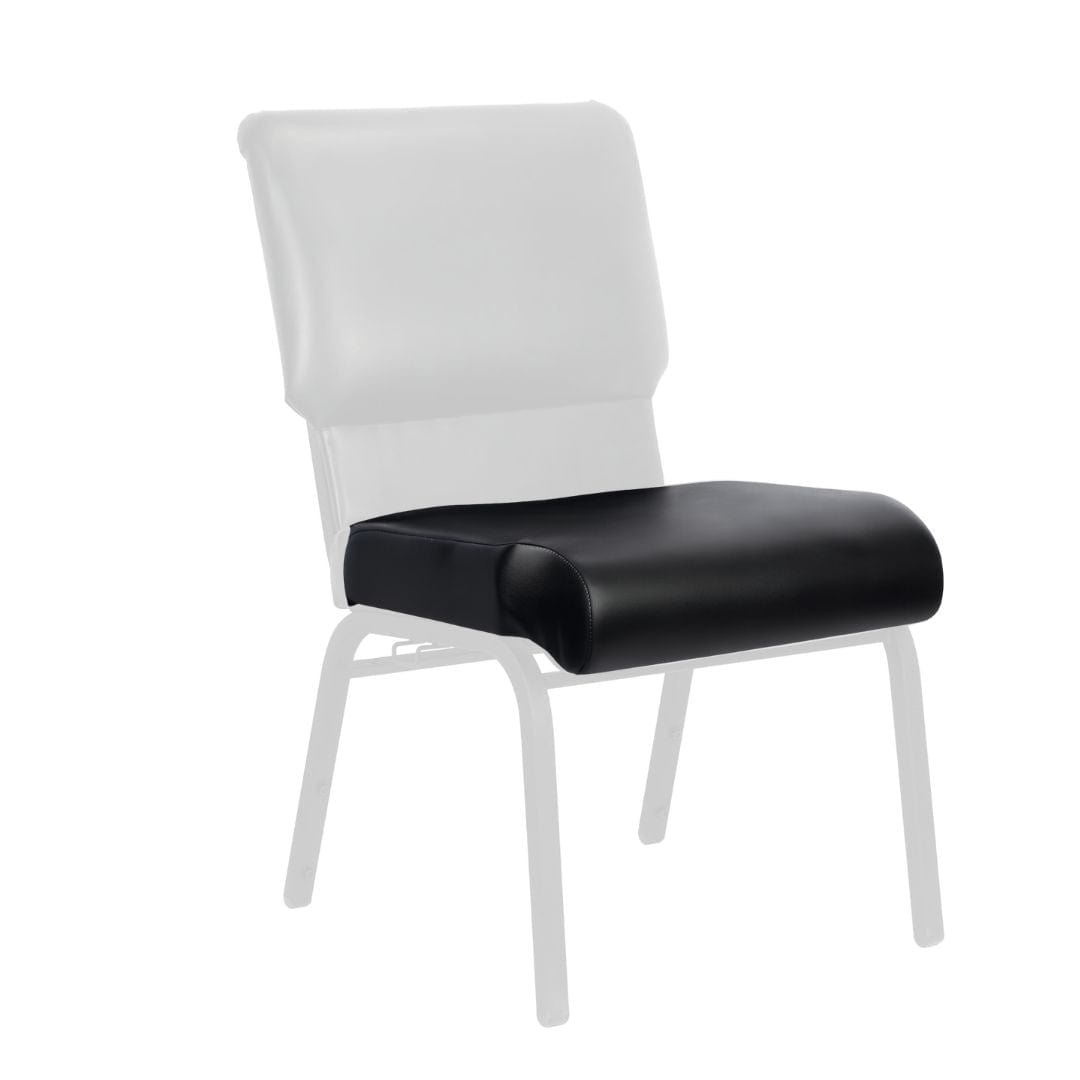 Chivari Black Vinyl 20.5" Church Chair Replacement Seat Cushion CUSH-CH20-STBV-ZF