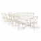 White Distressed X-Leg Farm Table Dining Set with 10 Chairs