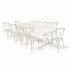 Chivari White Distressed X-Leg Farm Table Dining Set with 10 Chairs TFARM-WHITEDIS-X-LEG-KIT-CXR-AX