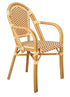 Toulouse Beige and Maroon French Bistro Set Includes 48" x 36" Table and 4 Chairs with Arms FBK-SQ-BM-AWM4-AX