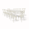 White Distressed Fluted Leg Farm Table Dining Set with 10 Chairs