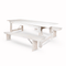White Distressed Straight Leg Farm Table Dining Set with 2 Benches