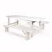 Chivari White Distressed Straight Leg Farm Table Dining Set with 2 Benches TFARM-WHITEDIS-S-LEG-KIT-AX