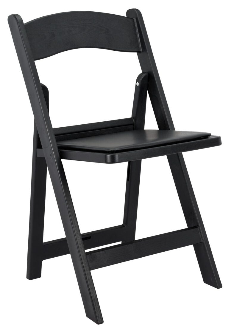 Black Brushed WoodGrain with Black Seat Resin Steel Skeleton™ Folding Chair