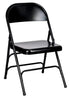 Chivari 100 Black Metal Folding Chairs + 12 Plastic Round Table Kit CFMBL-100-12RD-KT