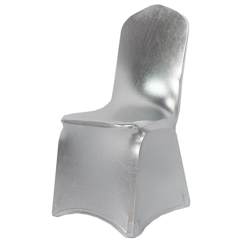 10-Pack Metallic Silver Spandex Chair Cover 250gsm by Chivari SX-SPANXCHA-MSIL-10