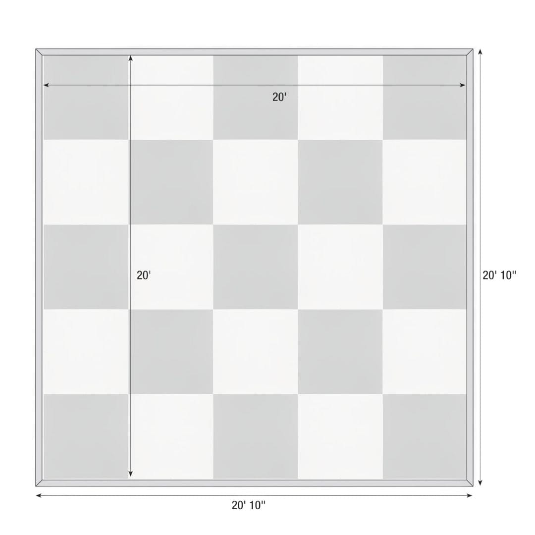 Chivari 20' x 20' Black & White Portable Dance Floor with Silver Edge Trim DF-20X20-BLKWHTS-KT